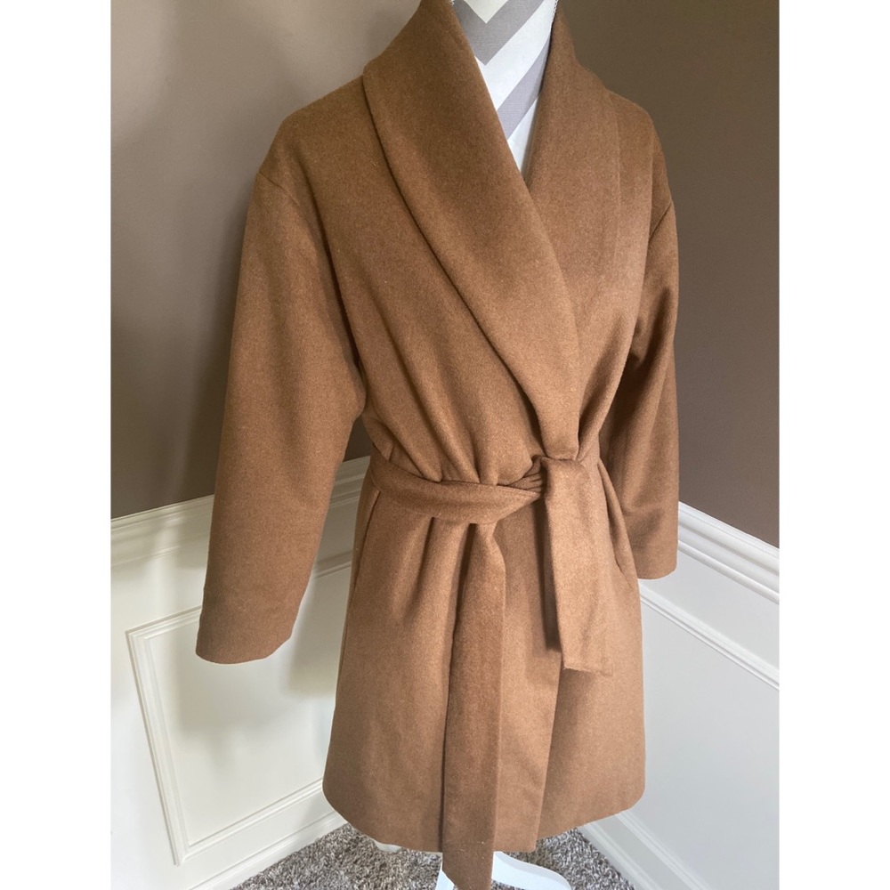 Camel wrap coat from H&M Conscious collection.
